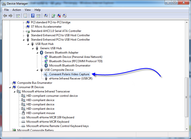 ehome infrared receiver (usbcir) has a driver problem