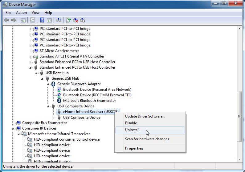 ehome infrared receiver driver for windows 10